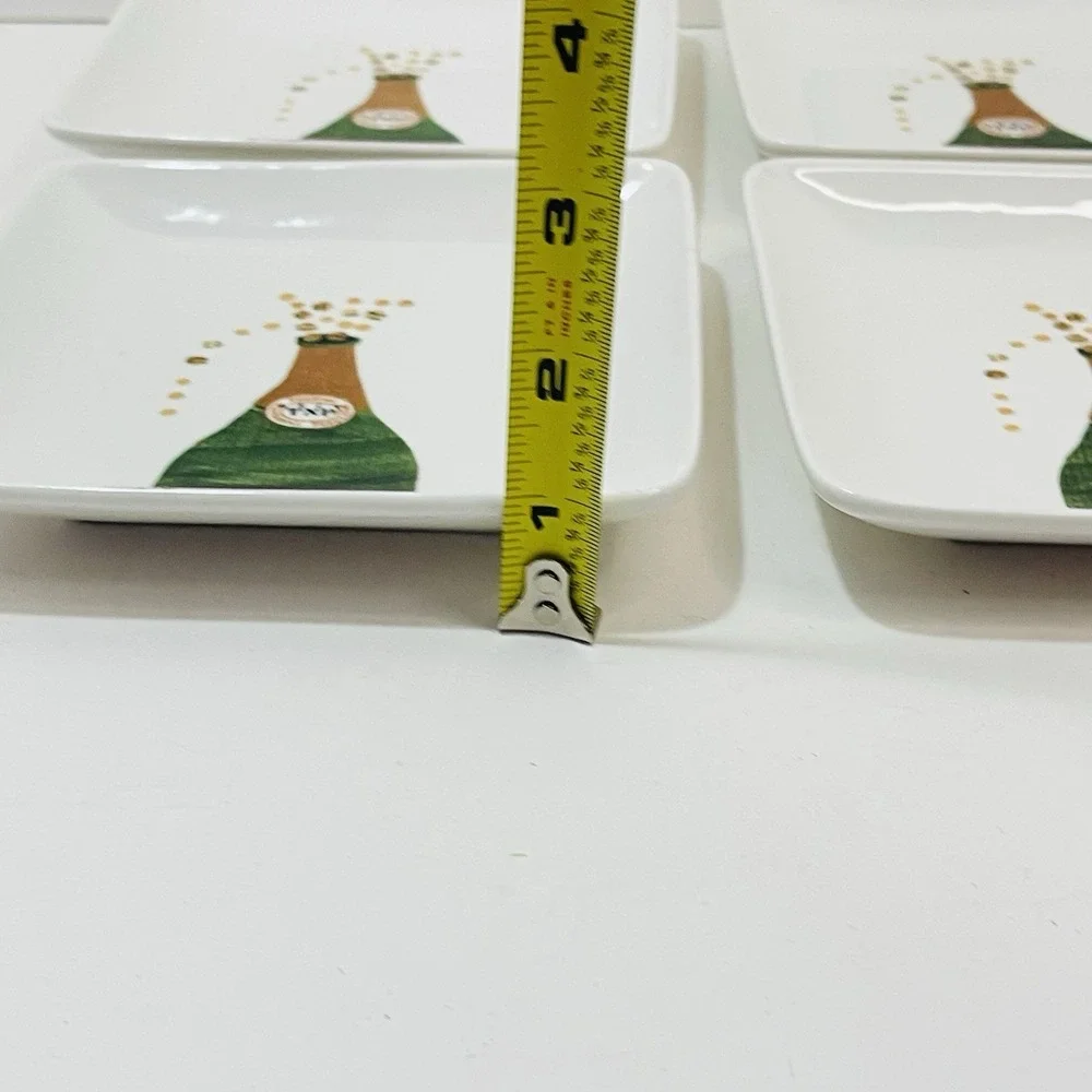 Pottery Barn Denise Fielder Set‎ of 4 Champagne Appetizer Square Plates